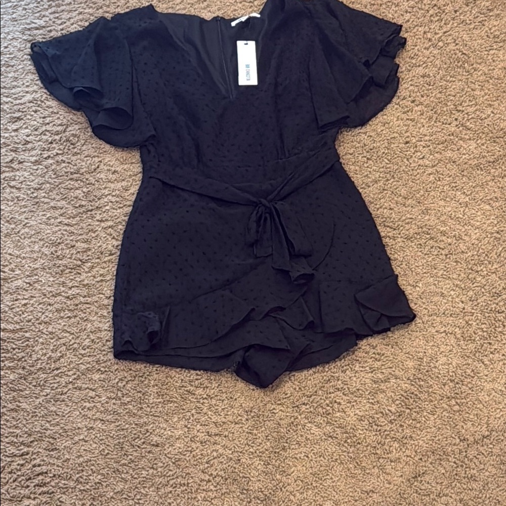 BB Dakota Black Ruffle Sleeve Romper